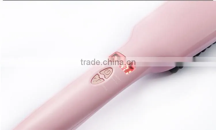 2 In 1 Hair Care LCD Display Anion Hair Straightener Brush