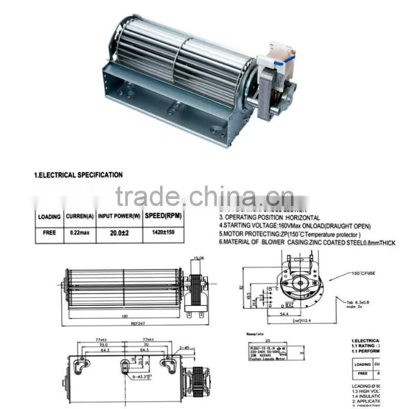 blower for oven heater electric fireplaceTangential Fan shaded pole motor