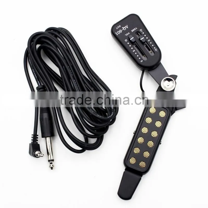 AQ-601 12hole Magnetic Sound Hole 38"/39"/40"/41" Acoustic Guitar Pickup Transducer with Volume Tone Tuner Audio Cable