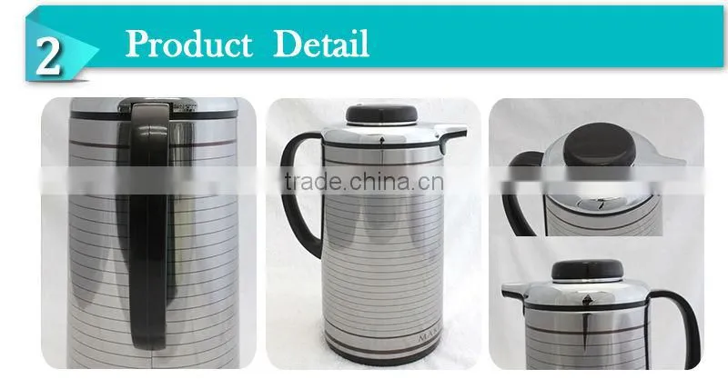 Double wall glass liner stainless steel body ArabicJapan style thermos flask 1L,1.3L,1.6L,1.9L