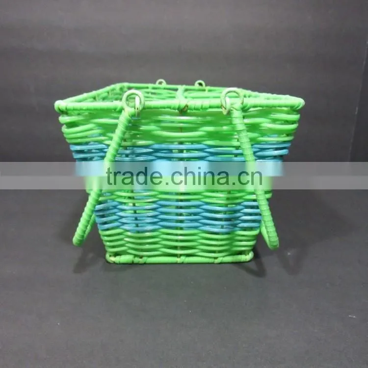 New kitchen storage tool green & blue plastic wicker woven utensil holder