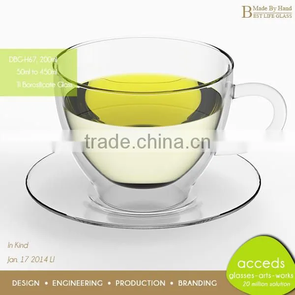 Promotional Handcrafted Pyrex Glass Latte Coffee Mug