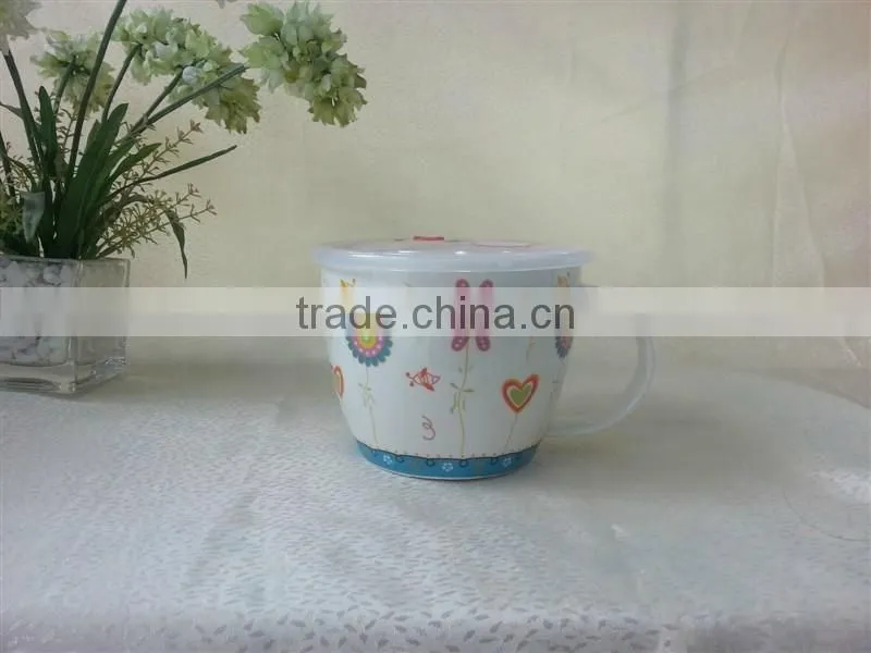Porcelain&Ceramic Salad Bowl With Handel Plastic Lid