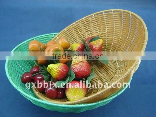 Brown/cyan plastic rope weaving and iron frame storage tray