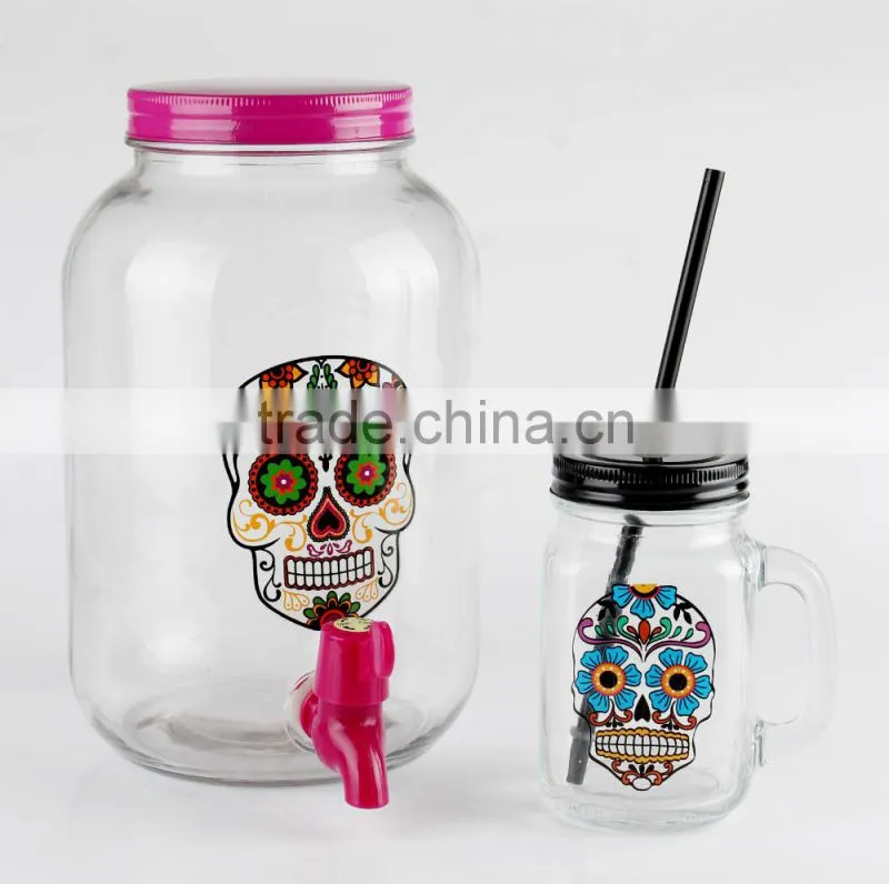 Skull style glass dispenser,5L dispenser