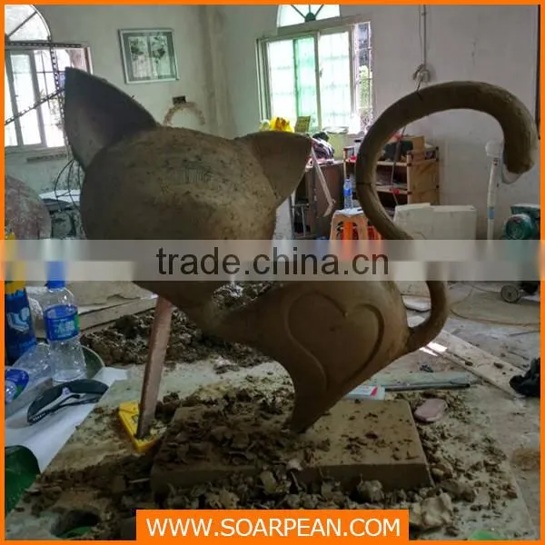 lovely fiberglass life size cartoon cat statue