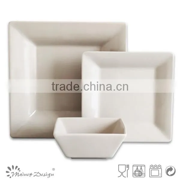 High quality square gray stoneware dinnerware set