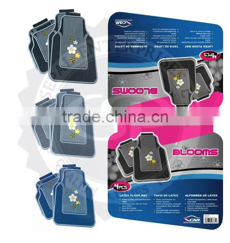 #461801 Grey Blooms Latex PVC universal fit car floor mat