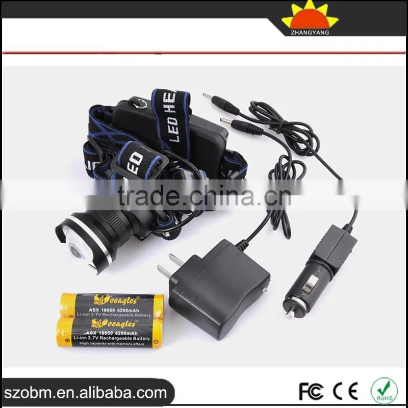 Wholesale high quality XQ24 T6 LED 1800Lm Waterproof Rechargeable LED Headlamp with 18650 battery ,charger