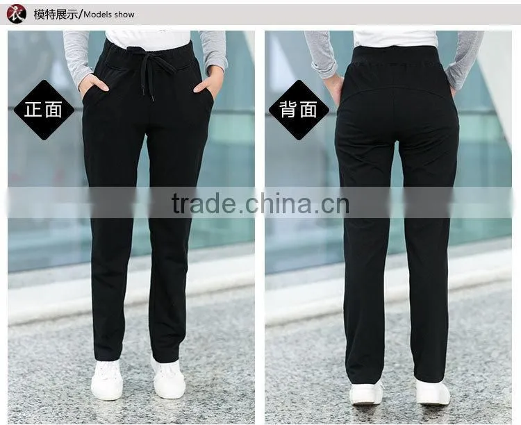 Wholesale Skinny Fitted 100% Polyester Spandex Yoga Sweat pants with Side Pocket for Women