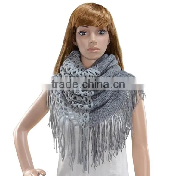 Winter warm knitting wholesale women's knit hat and scarf sets 18596