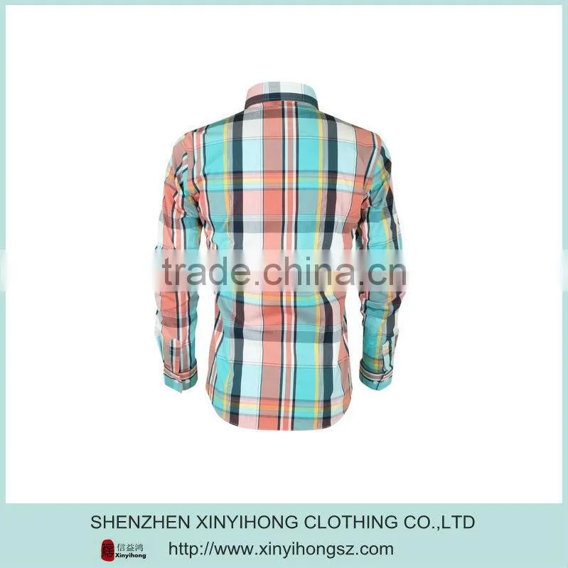 Ring-Spun Cotton Stretch Checked Pocket Mens Casual Shirts Pattern