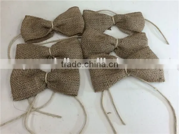 New 6 Rustic Burlap Bows Wedding Fall Christmas Napkin Favor Tags/Napkin Rings