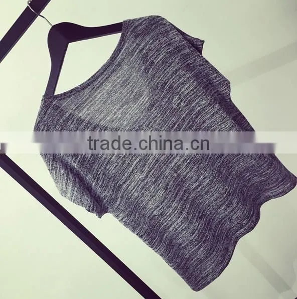 Loose knitted t shirt wholesale china v neck women t shirt
