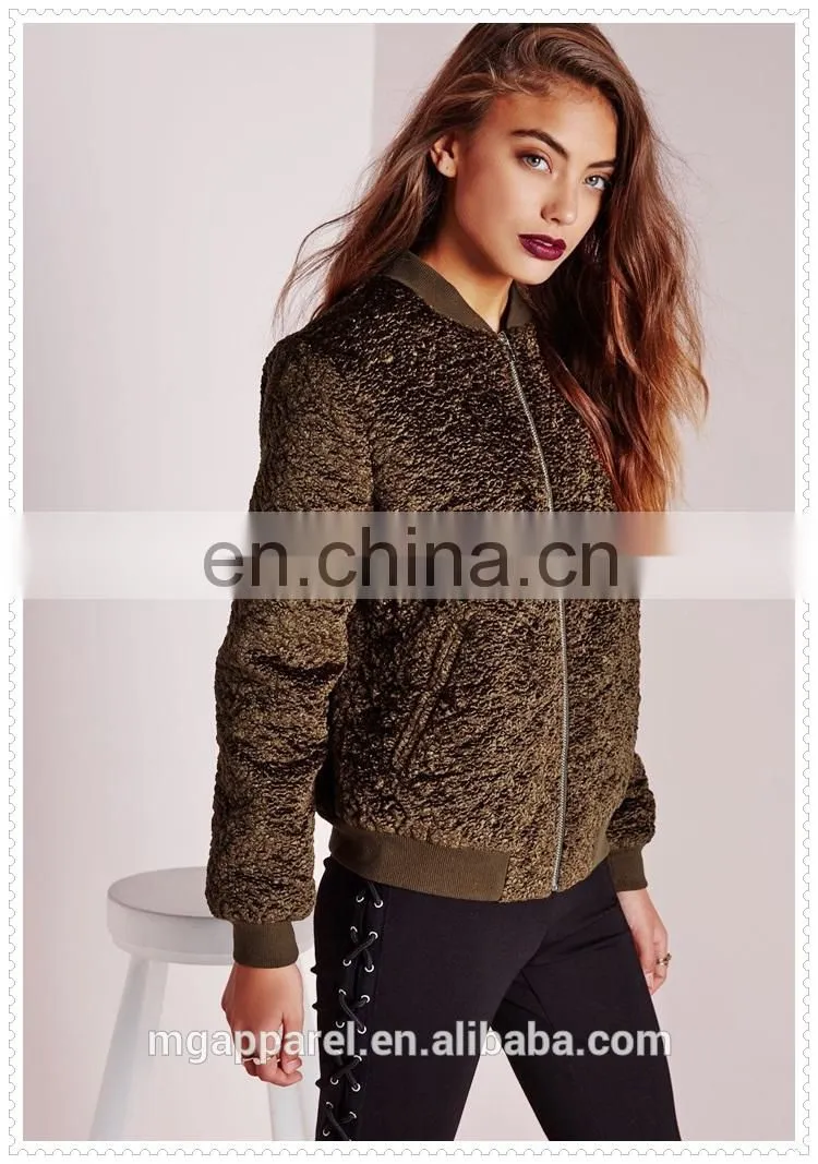 custom luxe khaki wool bomber jacket winter wholesale low price OEM
