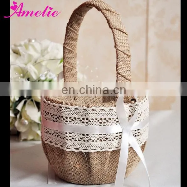 Burlap Wedding Guestbook and Pen Holder Set with Lace