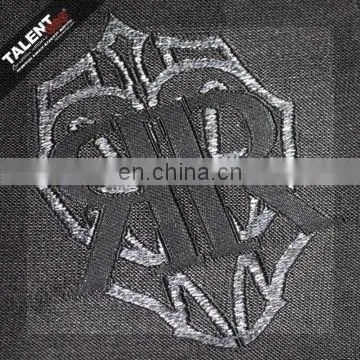 Custom 3D cubic hot stamping sculpture brand logo woven label for garment