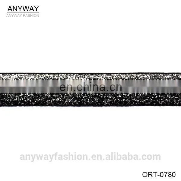 silver lurex polyester twill ribbon