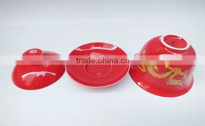 Red Porcelain Gongfu Teacup Gaiwan 120ml,tureen