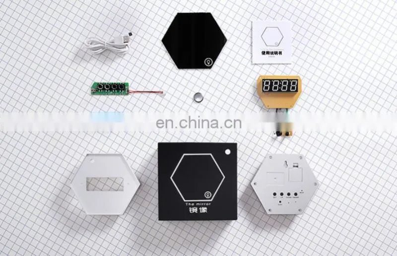 2020 USB Charging rechargeable Led Decoration Design night lighting Mirror Alarm Clock