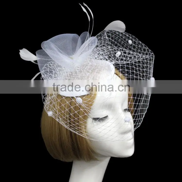 New Arrival Design Black Sinamay Base Fascinator Hat With Veil