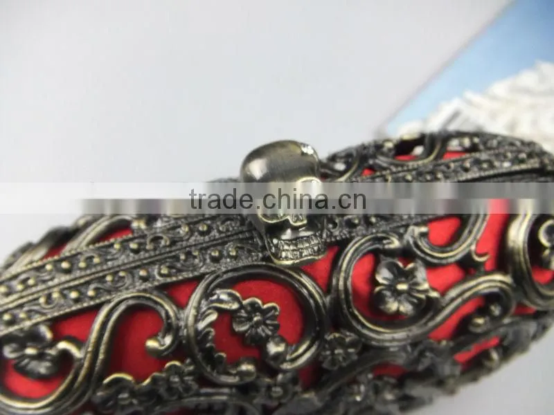 NEW Chinese Style Antique Brass Decorative Pattern Metal Clutch Evening Bags With Chain