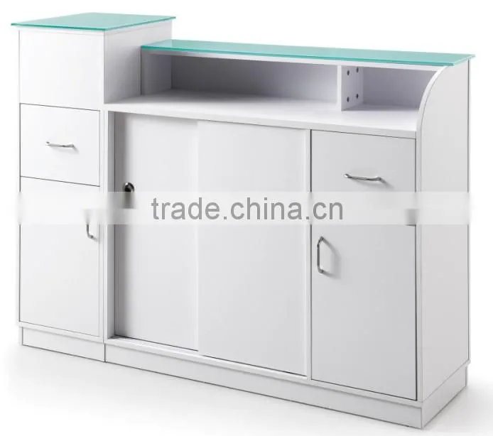 small size modern rectangle shape white reception desk