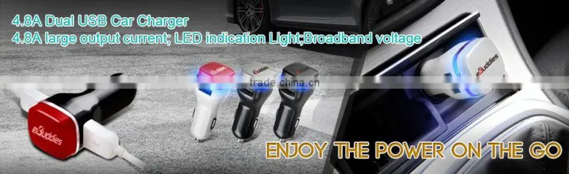 5V 4.8A Dual USB Car Chargers with CE,Rohs, suitable for Iphone,ipad,smart phone ,GPS and More