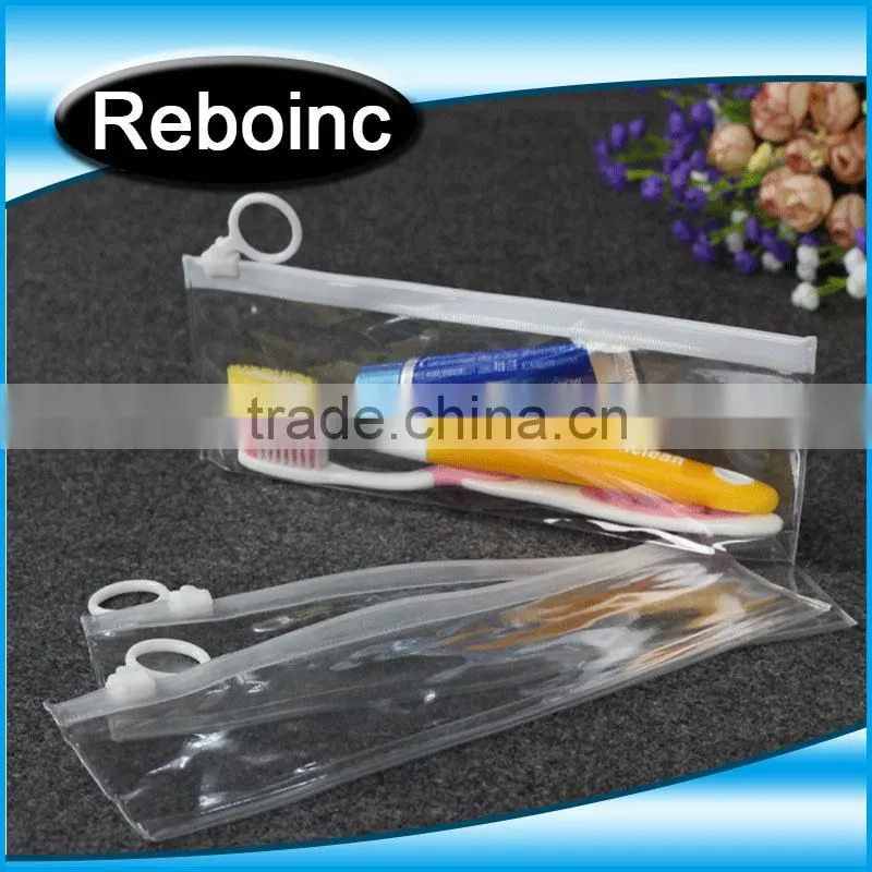 Slider ziplock frosted pvc bag for toliety packing frost pvc bag for tooth brush