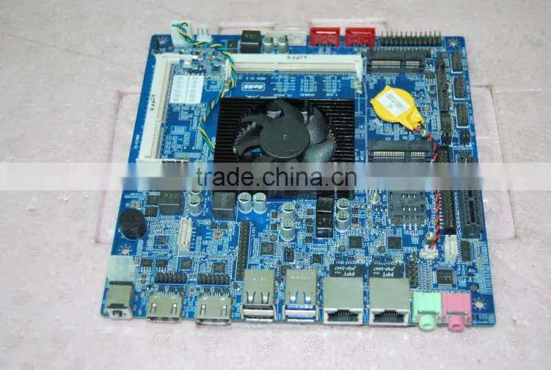 dual HD ports dual ethernet onboard 4GB ddr3 5th i5 5200U motherboard,onboard i5 low power micro itx MB for AIO POS KIOSK