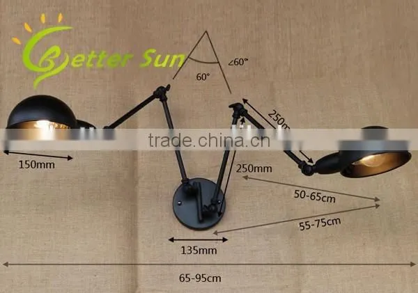 Double-headed Adjustable Swing Arm Black Iron Interior LED Wall Light