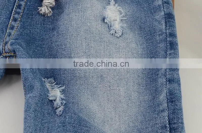 Wholesale Baby Girl Clothes 2016 New Summer Girl Ripped Jeans Lovely Little Girl Cropped Trousers
