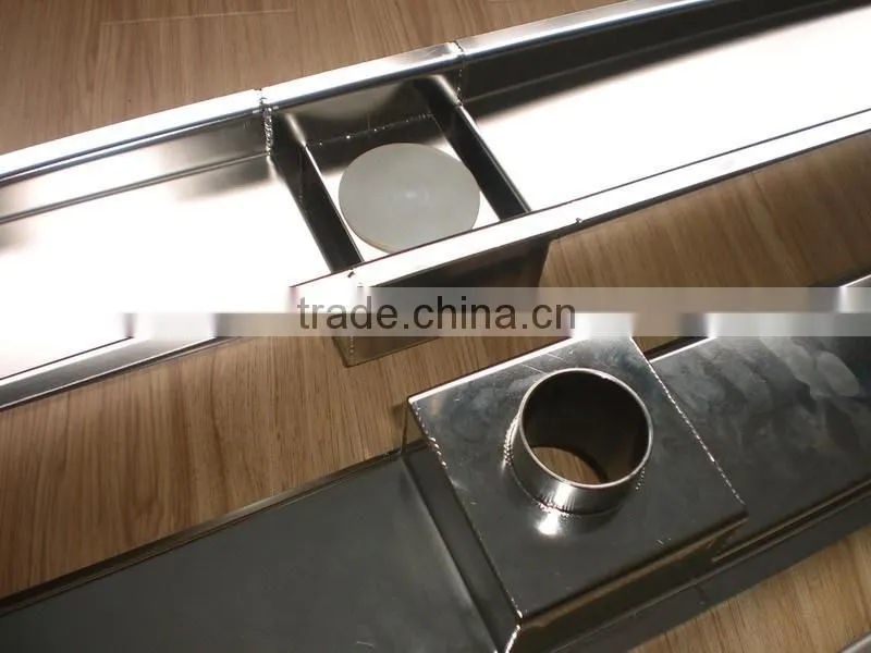 A Series Tiled On Flange Sloped Channel Base Linear Stainless Steel Shower Drain With Vertical Structural Siphon