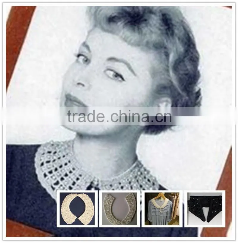 2014 Handmade Classic Style Pearl Beaded with Rhinestone Detachable Collar for Sweater -- H1412064