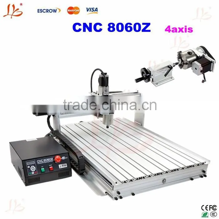 NEW !!! USB Port 1500W cnc router milling machine 6080Z-USB with 4 axis for PCB, Acrylic, wood, metal, aluminum
