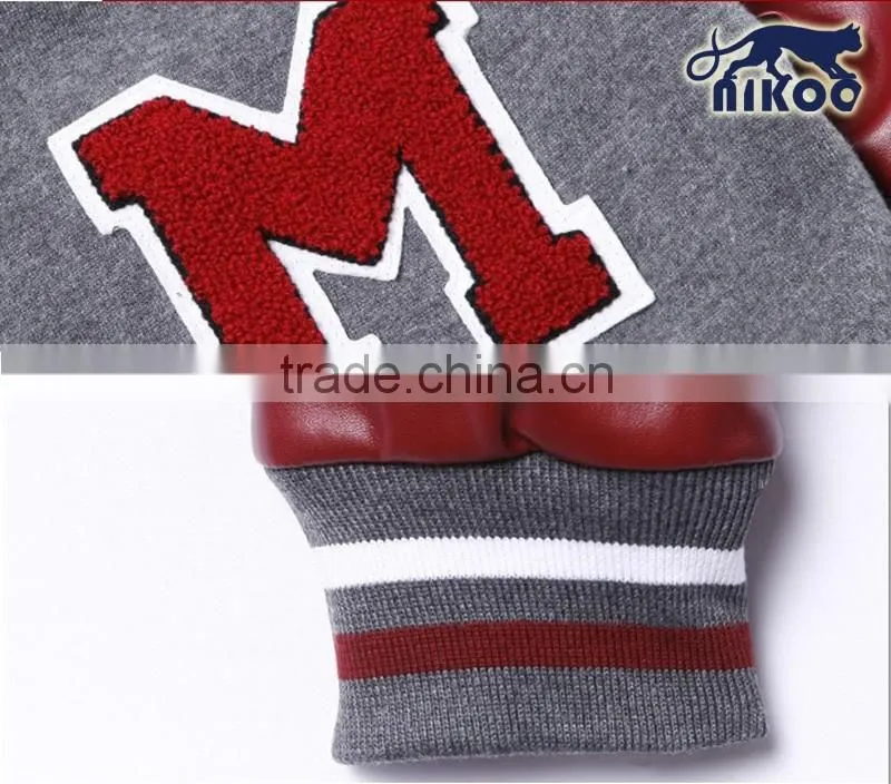 Quality Men's Fitted Leather Sleeves Varsity Wool Jackets with Chenille Patches