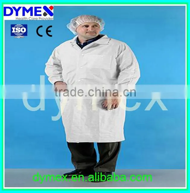 Disposable medical white chemistry lab coat