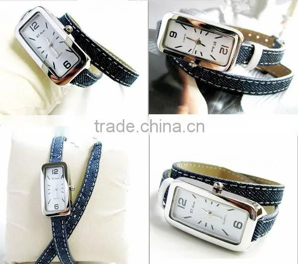Alloy case with jean band wrap watch