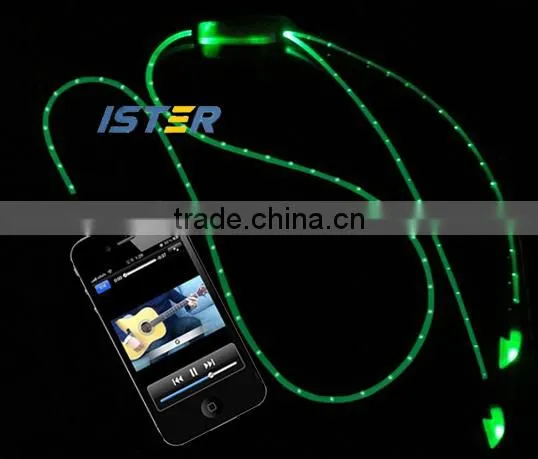 Hot selling New flashing LED earphone with microphone