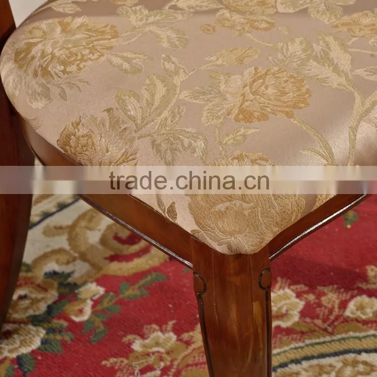 Home commonly used table chairs set wood frame fabric side chairs