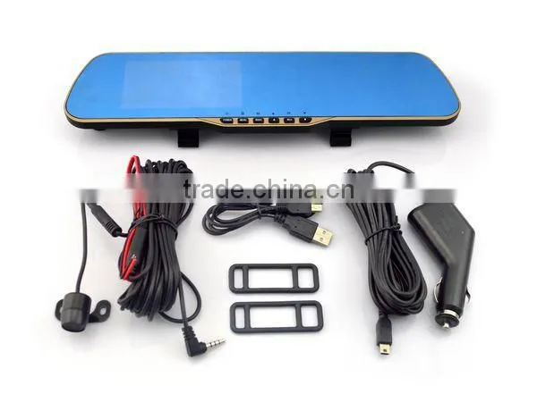 Alibaba Supplier 5" TFT LCD Screen Night Vistion Dual Cams Rearview Mirror HD Car DVR