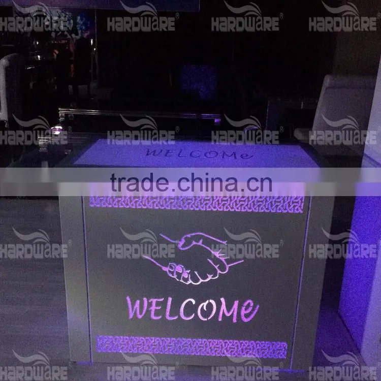 event small LED reception counter table design for hotel or wedding