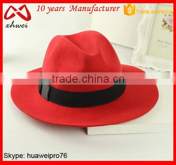 Multi-colors cheap plain blank wide brim wool felt fedora hat fashion custom