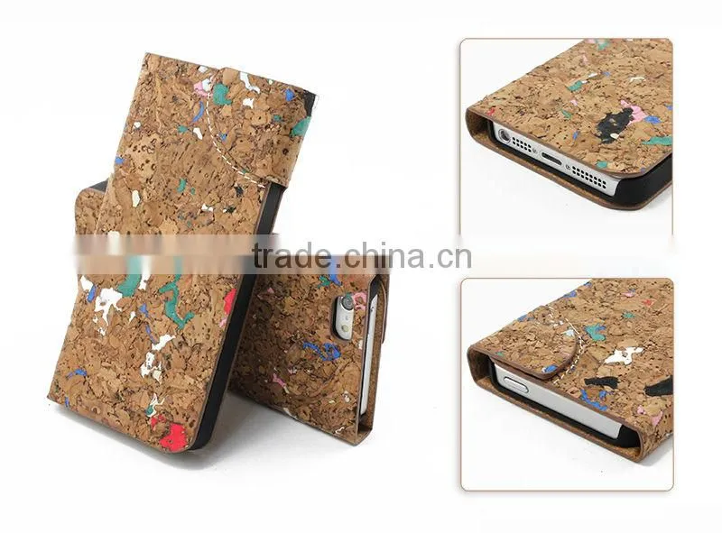 Flip Wood Leather Case for iPhone 5