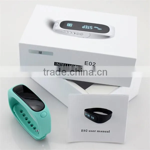 2015 Newest Factory Price High Quality Waterproof Smart Bluetooth Sport Bracelet E02
