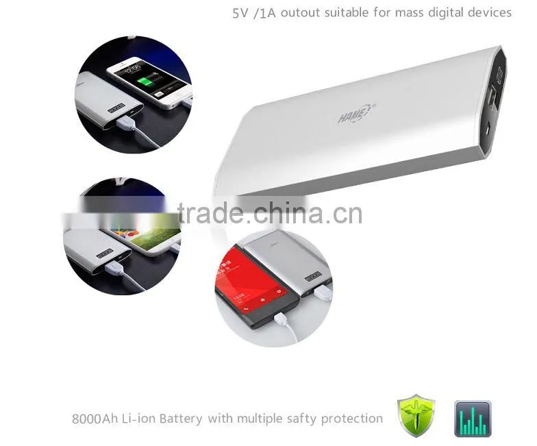 8000mAh High-end Polymer rechargeable Power bank H6