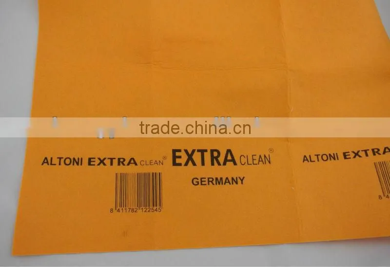 80%viscose, 20%polyester 50x70cm logo printed germany nonwoven orange super absorbent cloth for floor celaning use