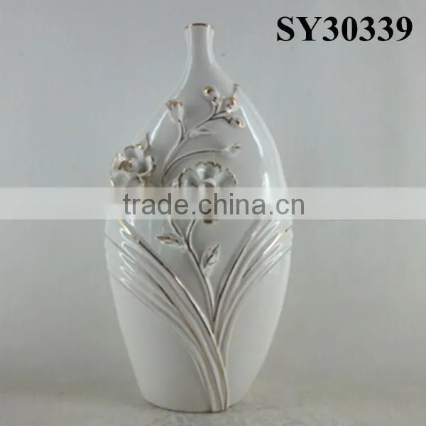 Decorative white ceramic and porcelain vases