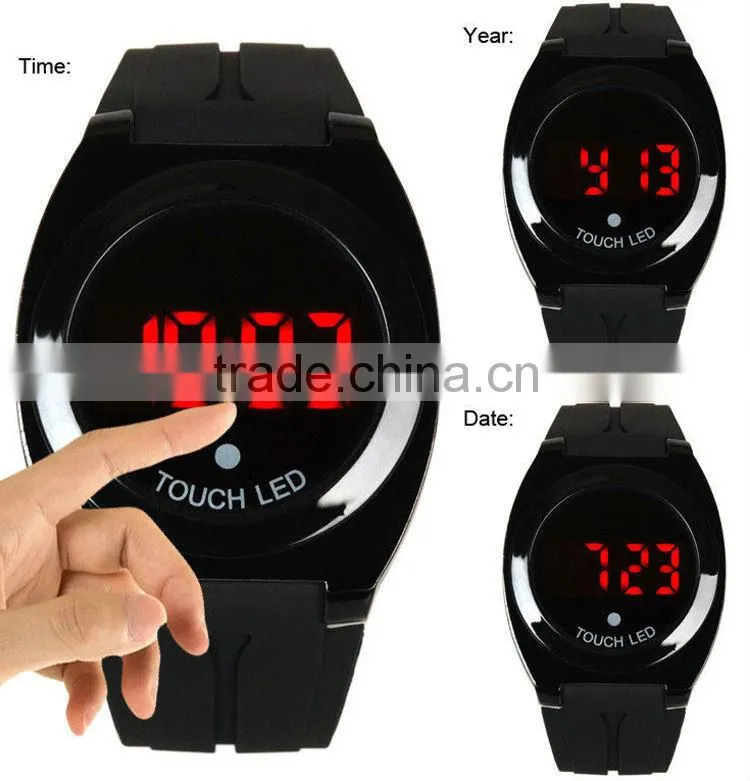 All Black Handsome Smart high quality Touch Screen hand watch LED Digital Date Rubber strap