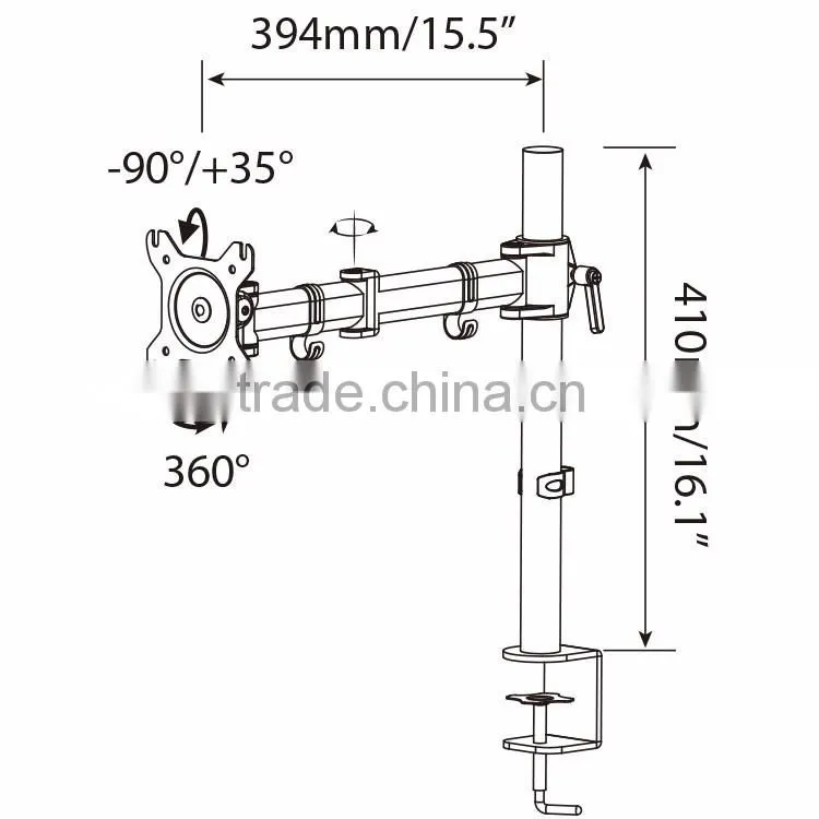 Cold rolled steel adjustable flexible tv desk bracket
